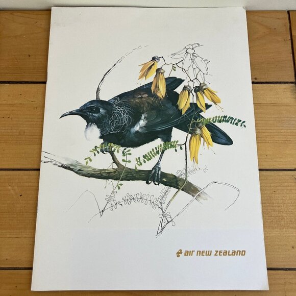 Air New Zealand Bird Artwork Airline Meal Menus Vintage 1970s Frameable Set of 3 - Picture 2 of 6